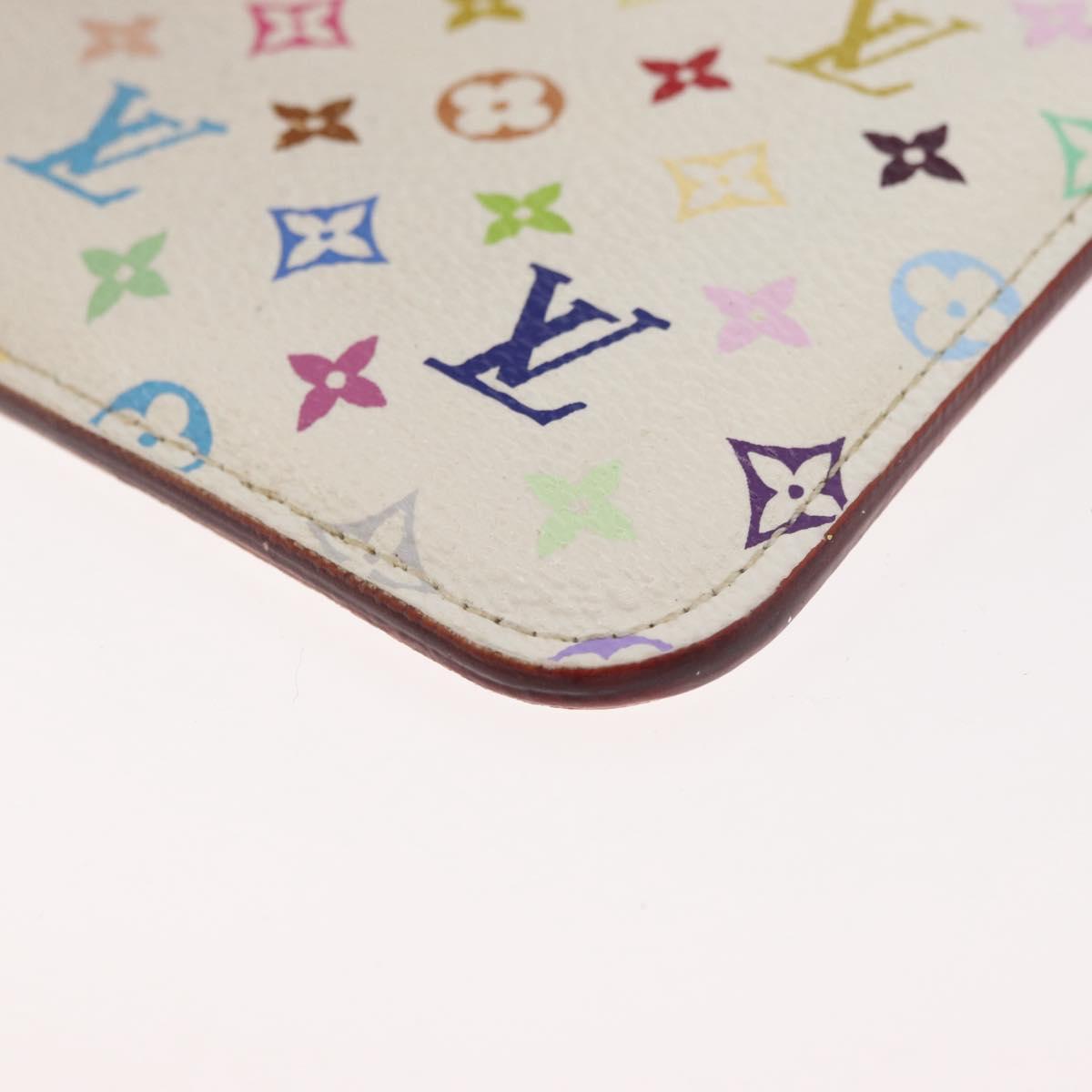 LOUIS VUITTON Multicolor Pochette Cles NM Coin Purse White M93734 LV Auth 179782