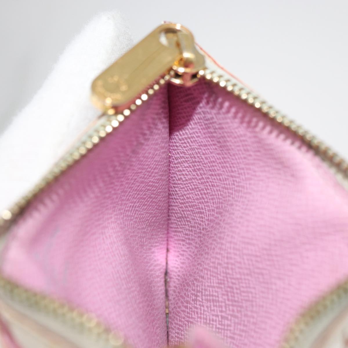 LOUIS VUITTON Multicolor Pochette Cles NM Coin Purse White M93734 LV Auth 179782