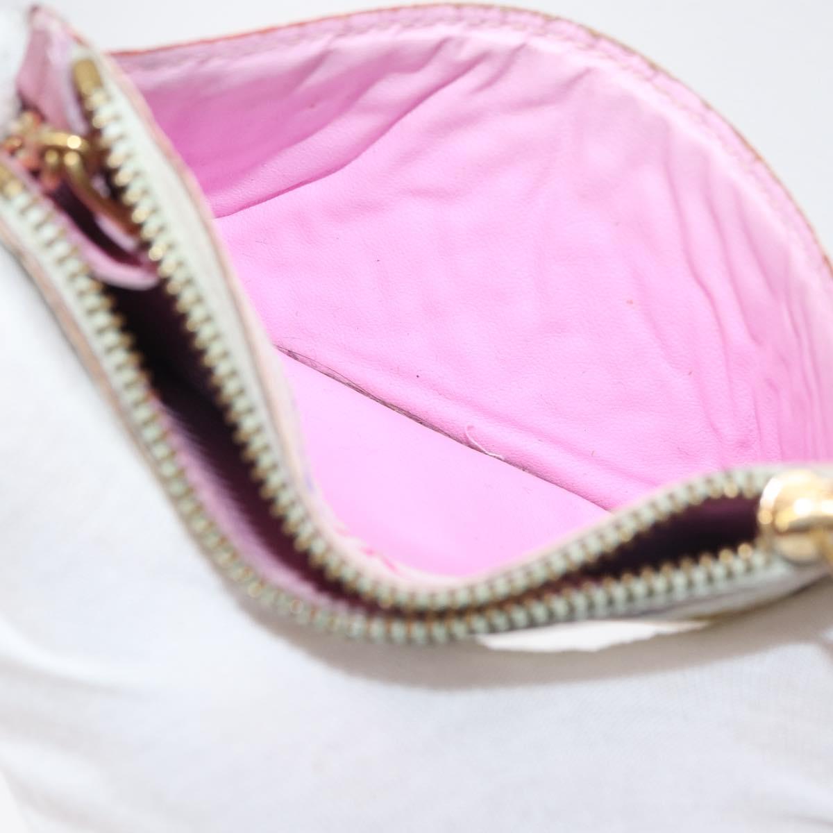 LOUIS VUITTON Multicolor Pochette Cles NM Coin Purse White M93734 LV Auth 179782