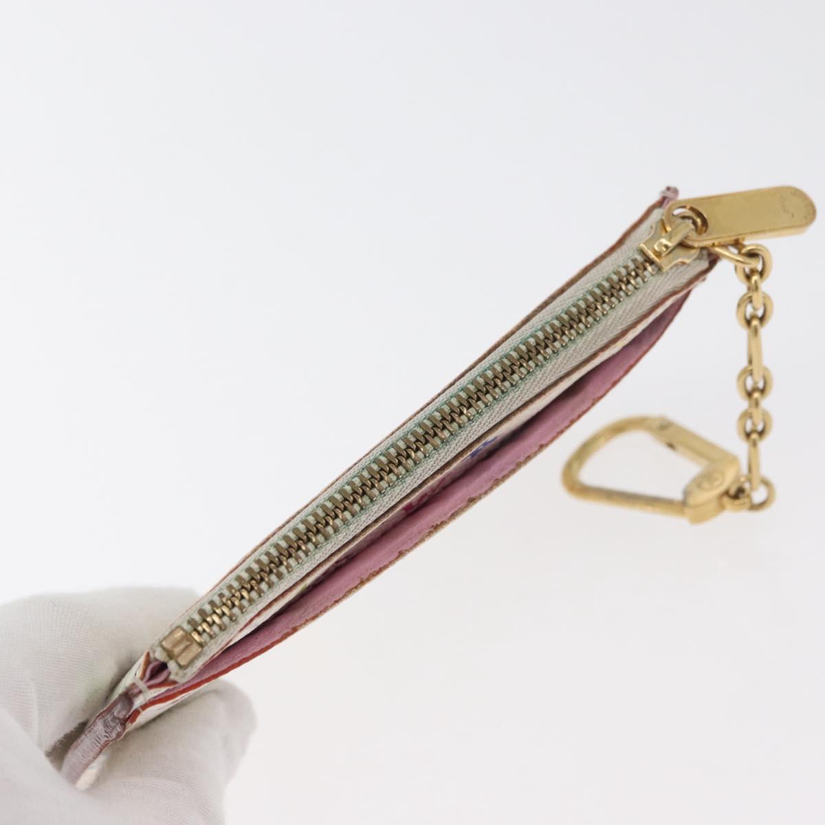 LOUIS VUITTON Multicolor Pochette Cles NM Coin Purse White M93734 LV Auth 179782