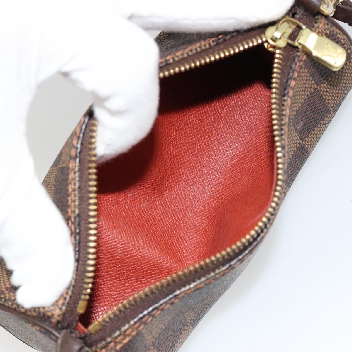 LOUIS VUITTON Damier Ebene Papillon Pouch LV Auth 179784