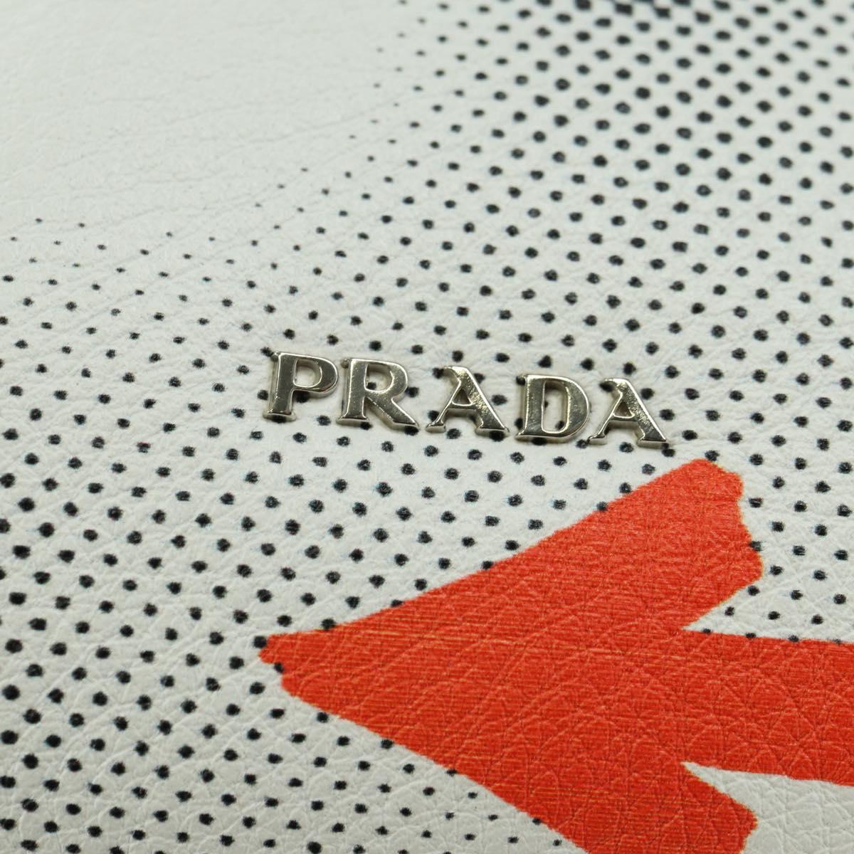 PRADA Sports Chain Shoulder Bag Leather White Silver Auth 179797M