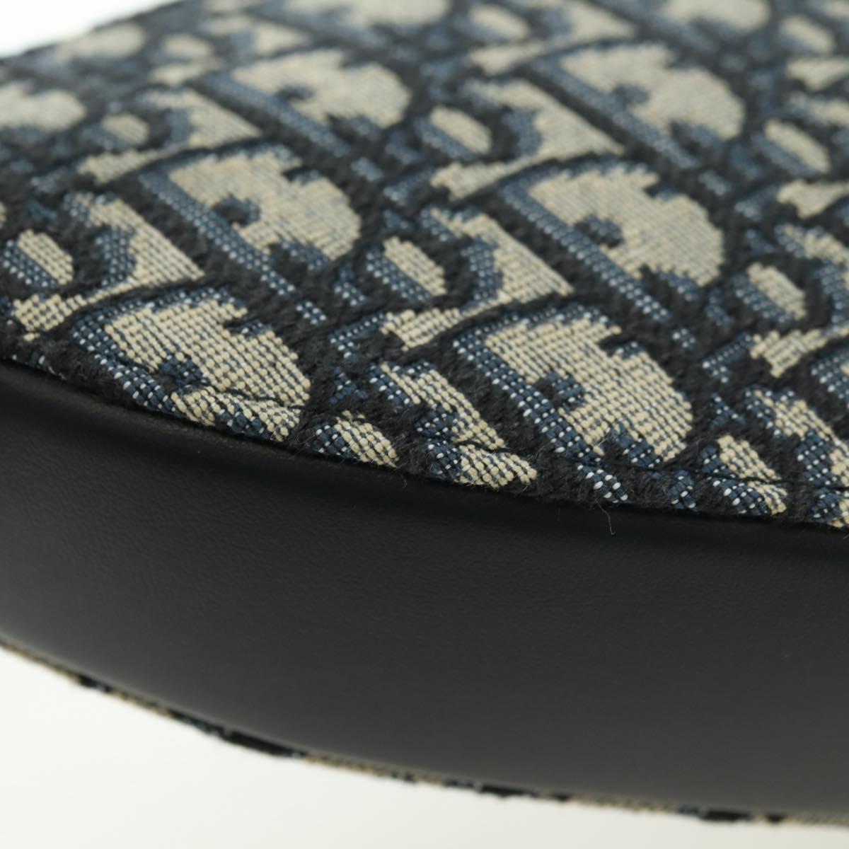 Christian Dior Trotter Canvas Saddle Shoulder Bag Navy Gold Auth 179798SAV