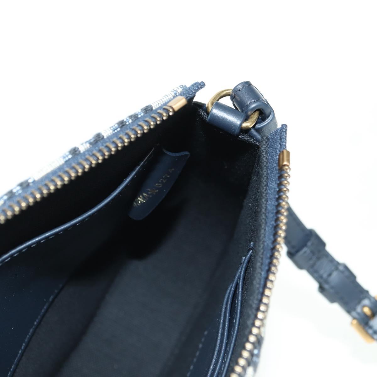 Christian Dior Trotter Canvas Saddle Shoulder Bag Navy Gold Auth 179798SAV