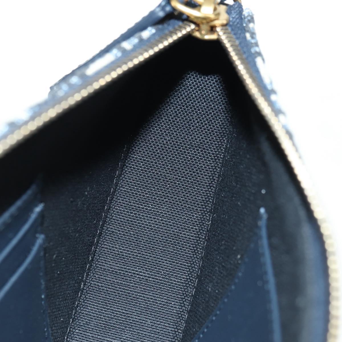 Christian Dior Trotter Canvas Saddle Shoulder Bag Navy Gold Auth 179798SAV