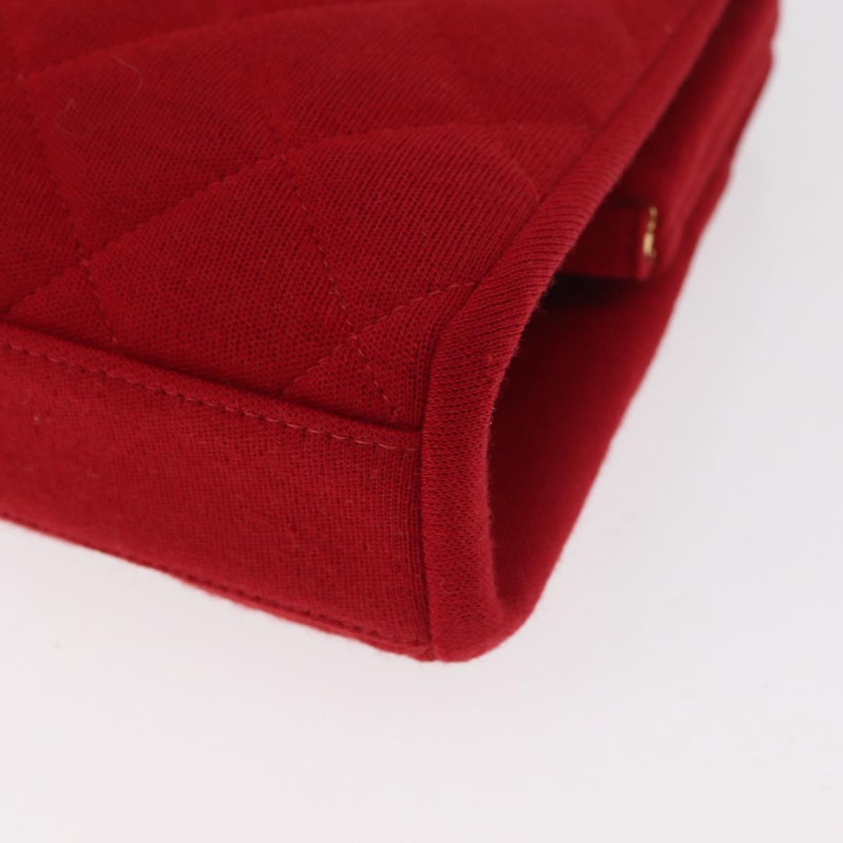 CHANEL Matelasse Chain Shoulder Bag Cotton Red Gold CC Auth 179799