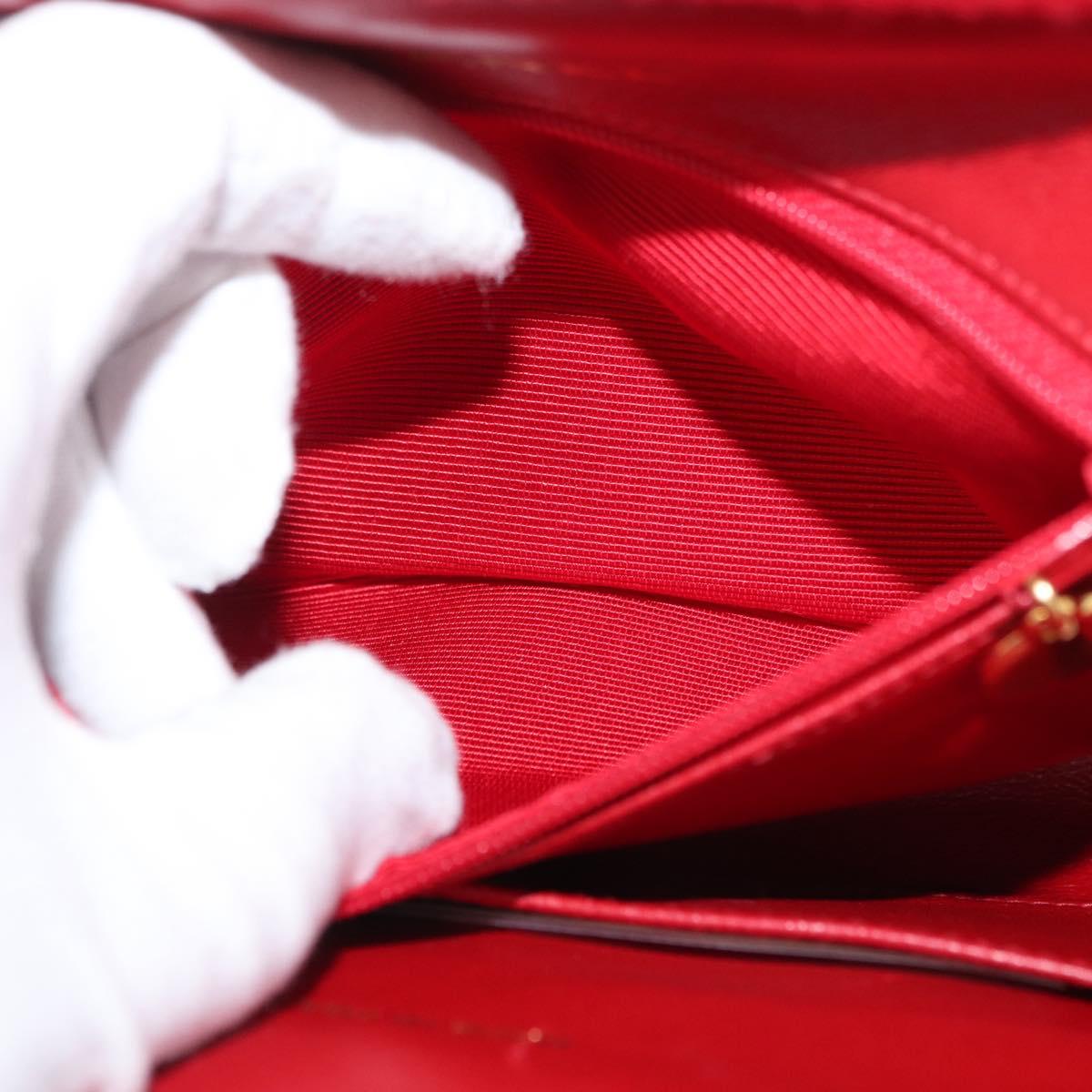 CHANEL Matelasse Chain Shoulder Bag Cotton Red Gold CC Auth 179799