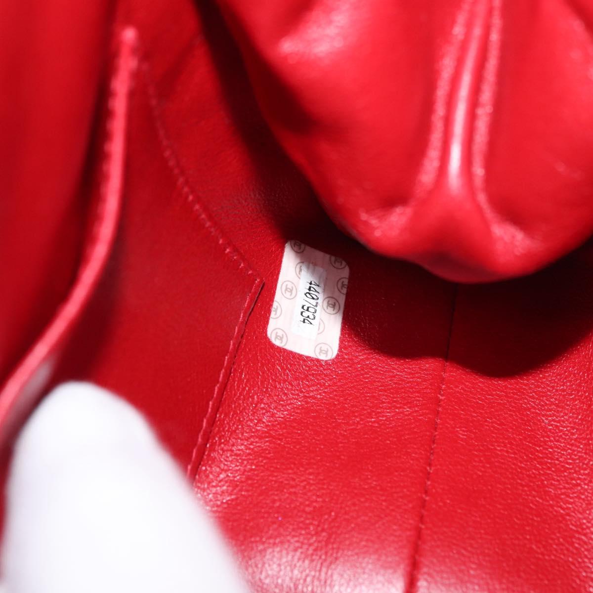 CHANEL Matelasse Chain Shoulder Bag Cotton Red Gold CC Auth 179799