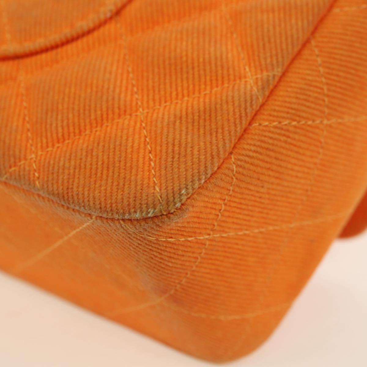 CHANEL Matelasse 25 Chain Shoulder Bag Corduroy Orange Gold CC Auth 179800V