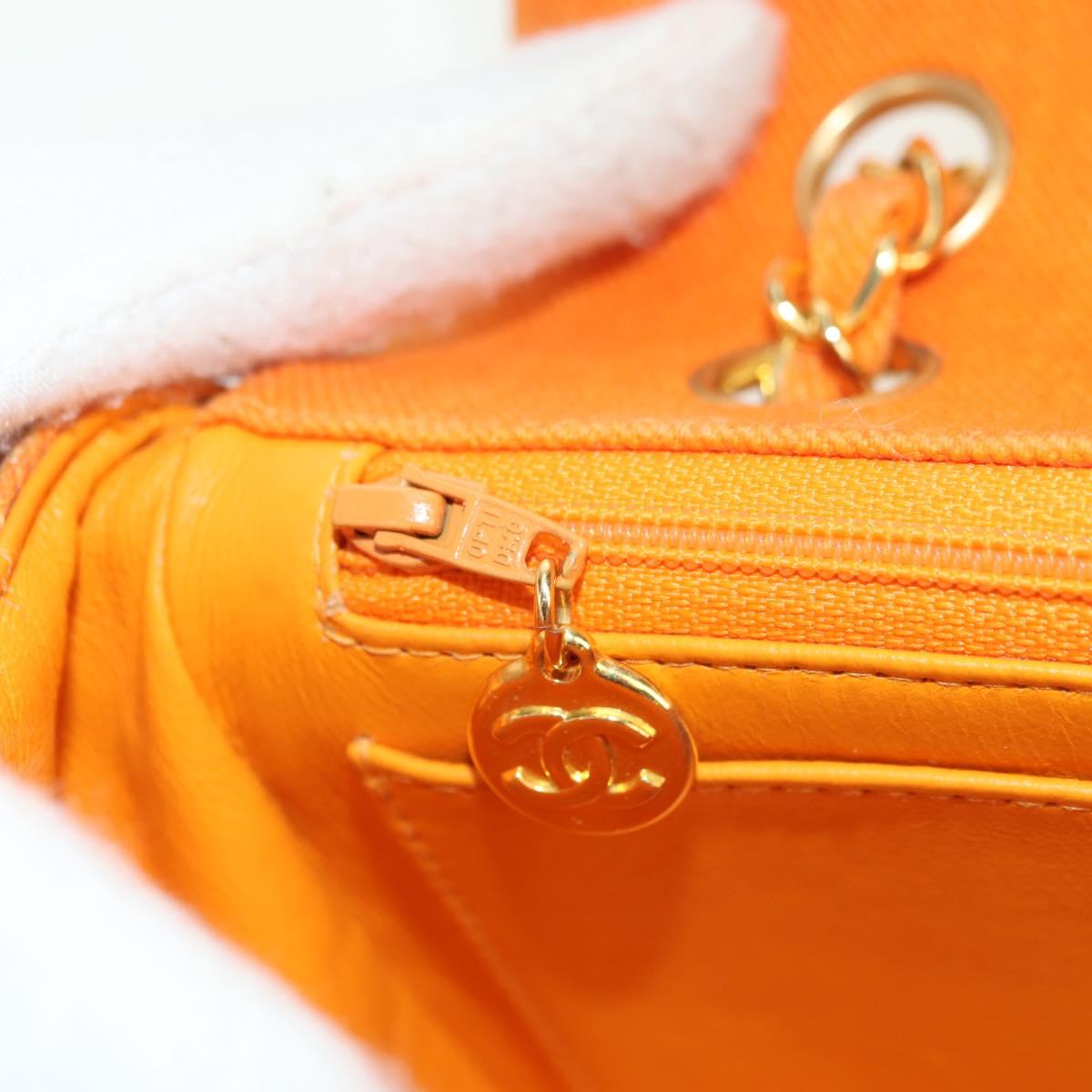 CHANEL Matelasse 25 Chain Shoulder Bag Corduroy Orange Gold CC Auth 179800V