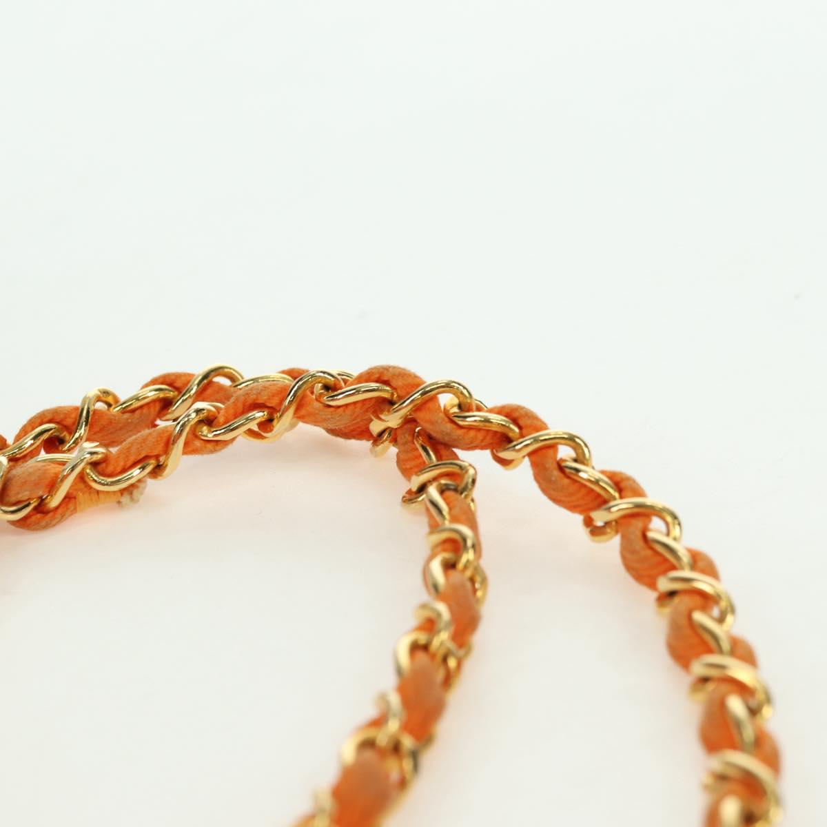 CHANEL Matelasse 25 Chain Shoulder Bag Corduroy Orange Gold CC Auth 179800V