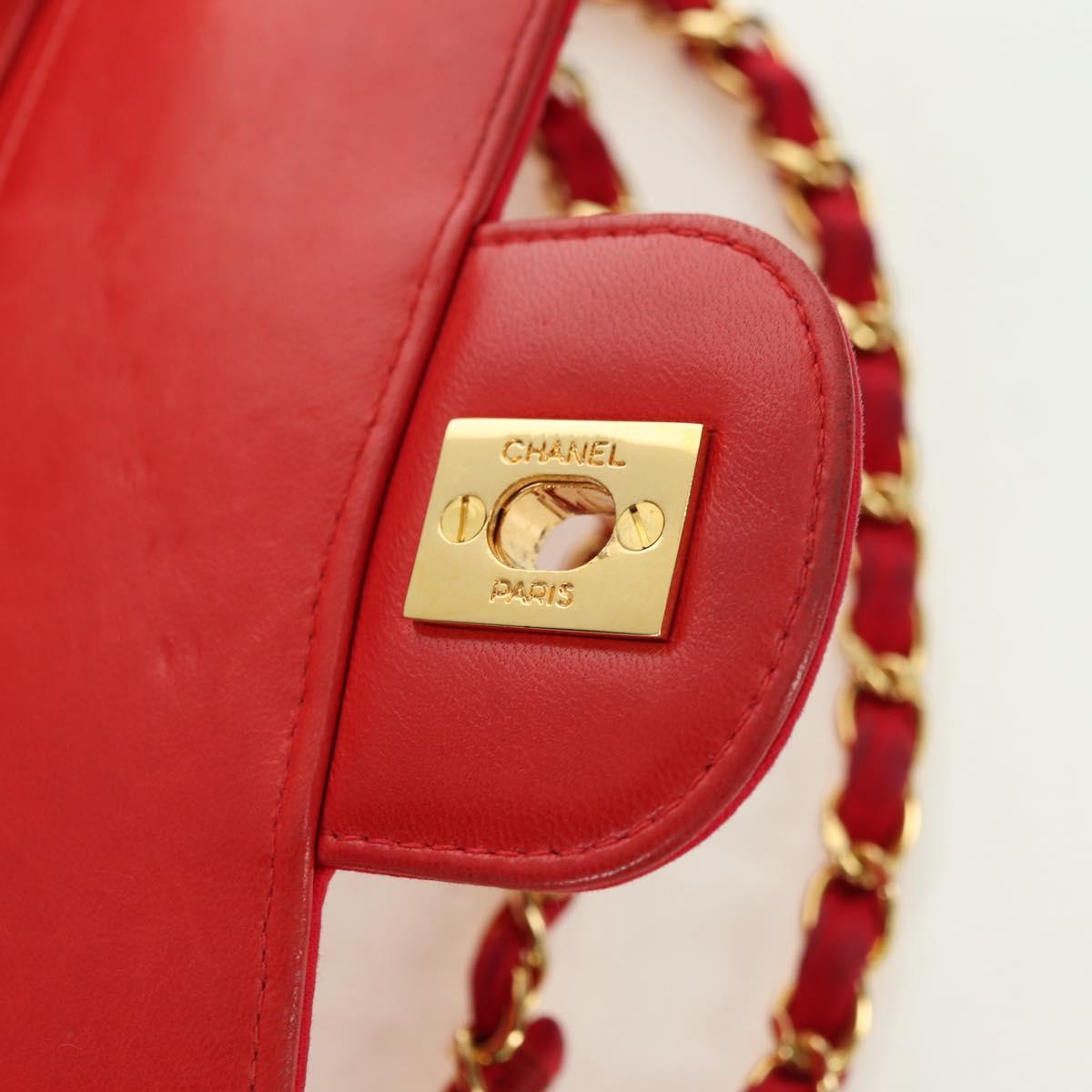 CHANEL Matelasse 23 Chain Shoulder Bag Satin Gold Red CC Auth 179801V