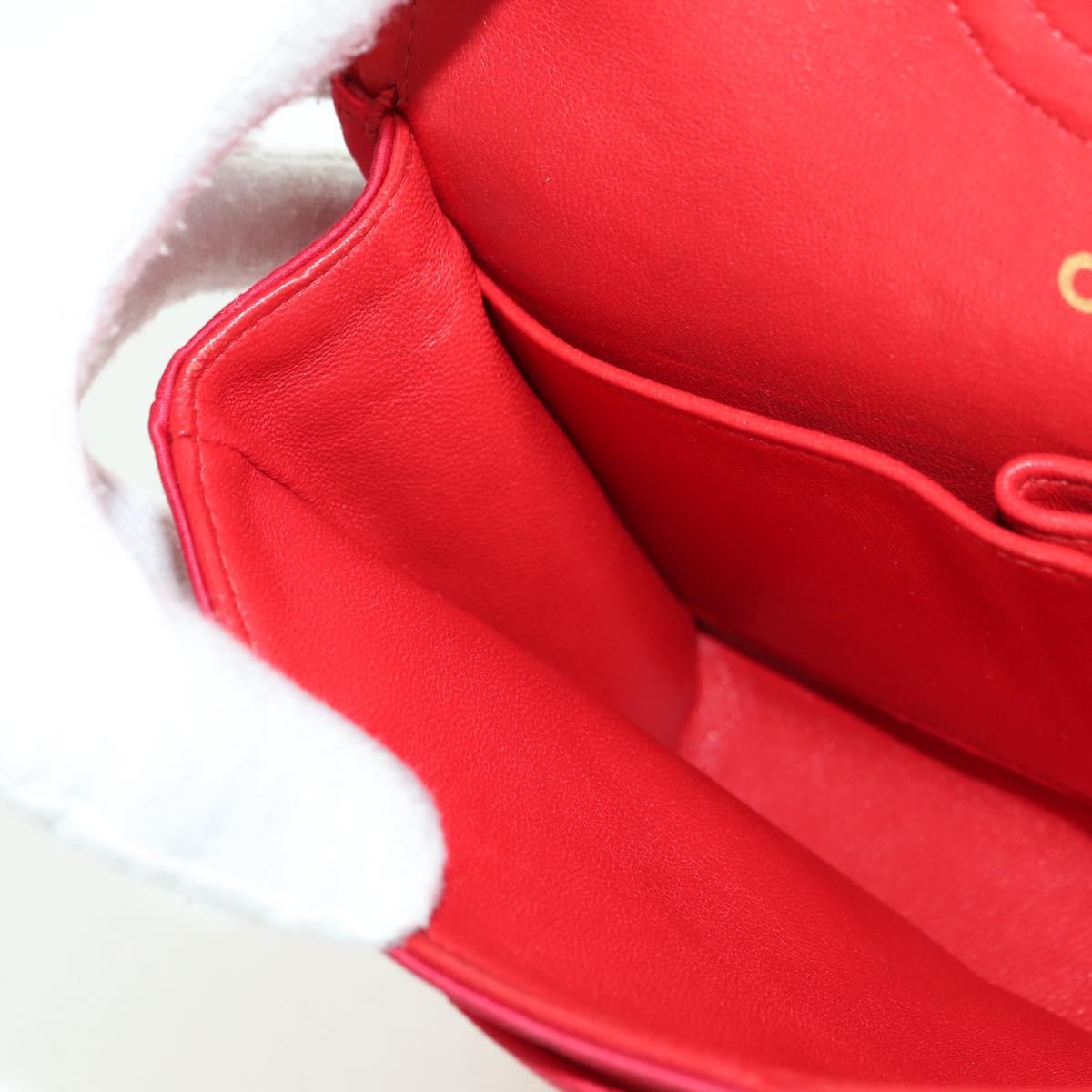 CHANEL Matelasse 23 Chain Shoulder Bag Satin Gold Red CC Auth 179801V