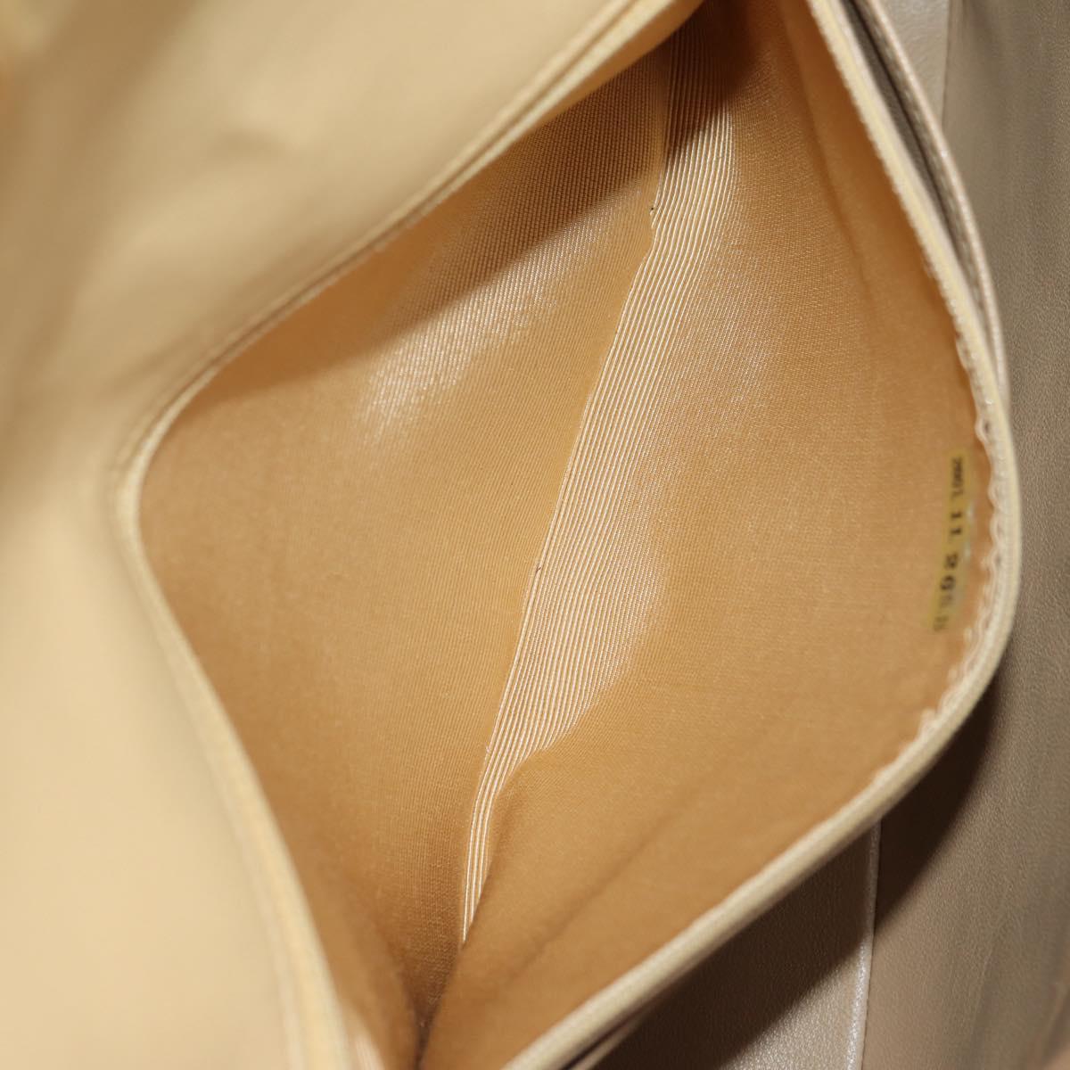 CHANEL Matelasse Shoulder Bag Lamb Skin Beige Gold CC Auth 179802V