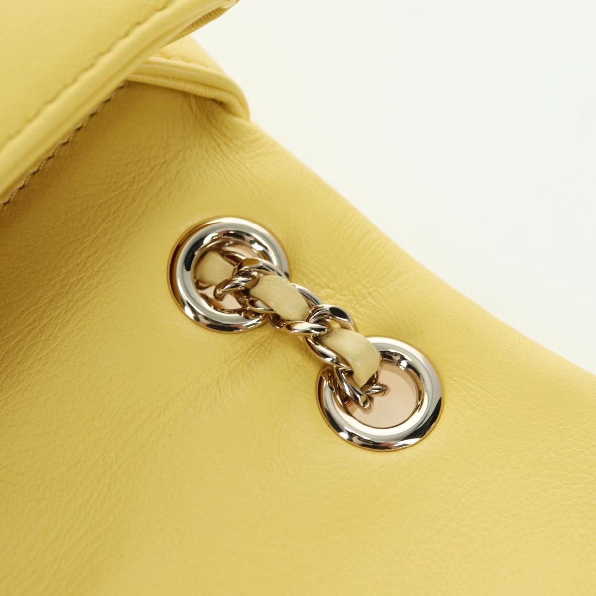 CHANEL Matelasse Chain Shoulder Bag Lamb Skin Yellow Gold CC Auth 179803SAV