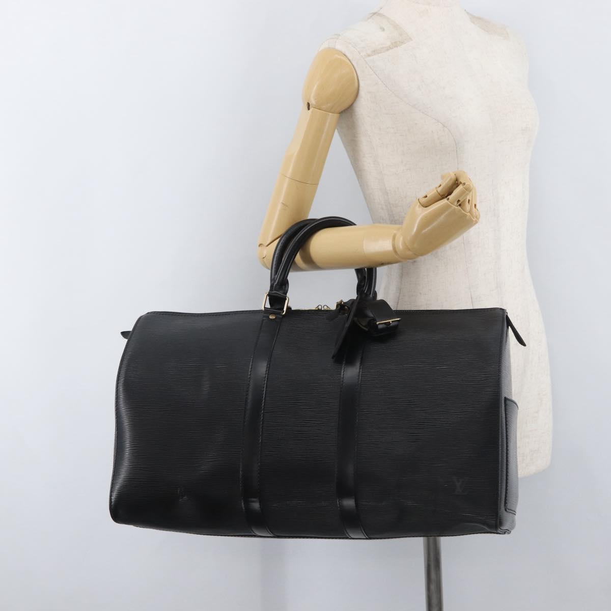 LOUIS VUITTON Epi Keepall 45 Boston Bag Black M42972 LV Auth 179819A