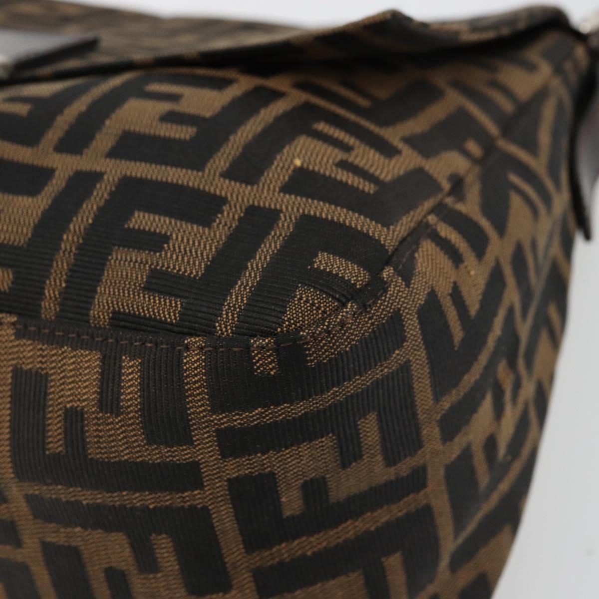 FENDI Zucca Canvas Mamma Baguette Shoulder Bag Black Brown Auth 179826SAV