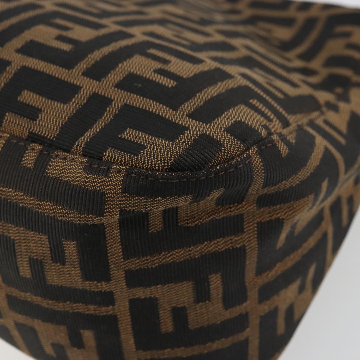 FENDI Zucca Canvas Mamma Baguette Shoulder Bag Black Brown Auth 179826SAV