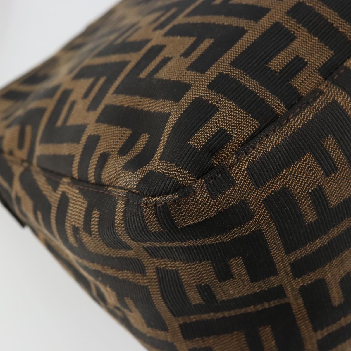 FENDI Zucca Canvas Mamma Baguette Shoulder Bag Black Brown Auth 179826SAV