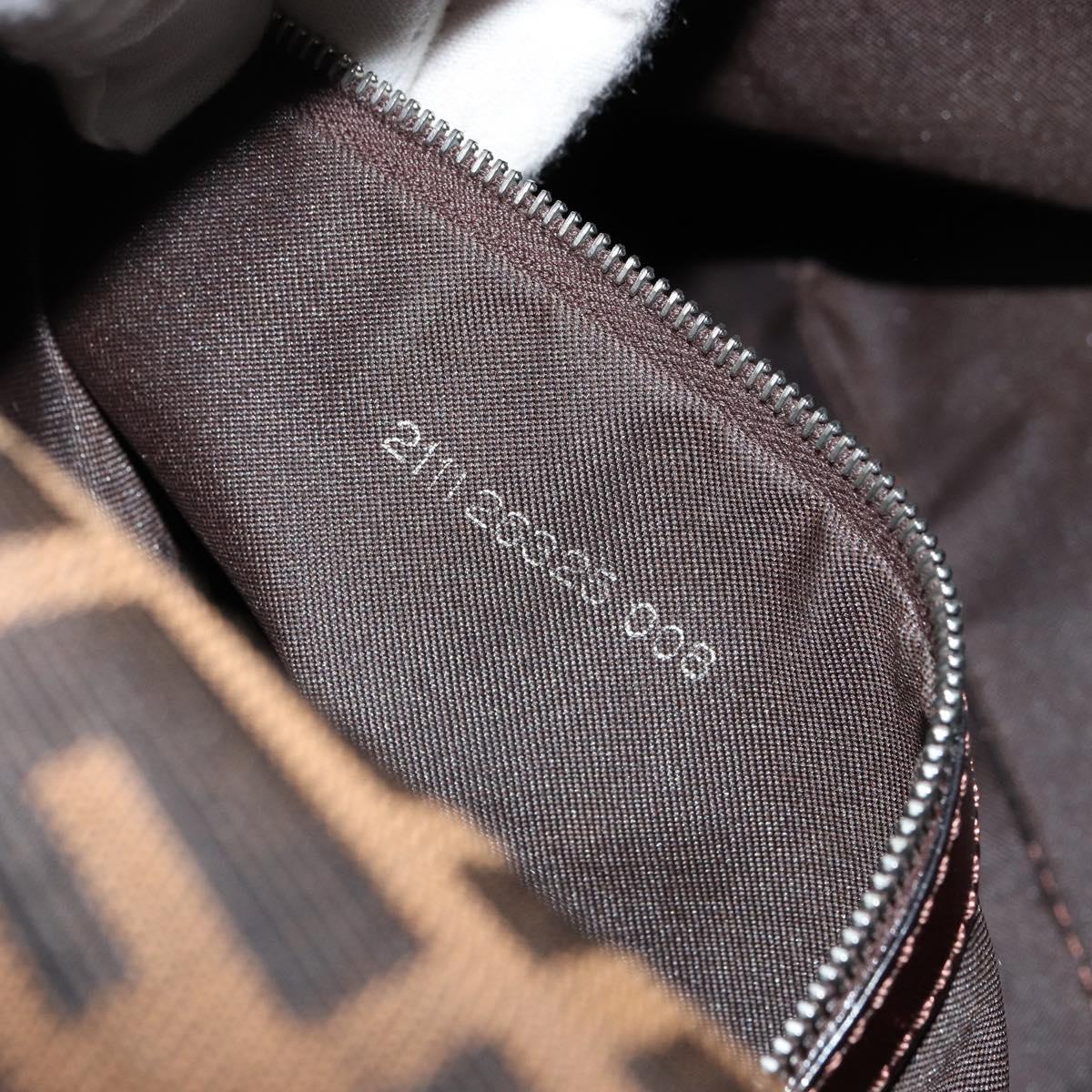 FENDI Zucca Canvas Mamma Baguette Shoulder Bag Black Brown Auth 179826SAV
