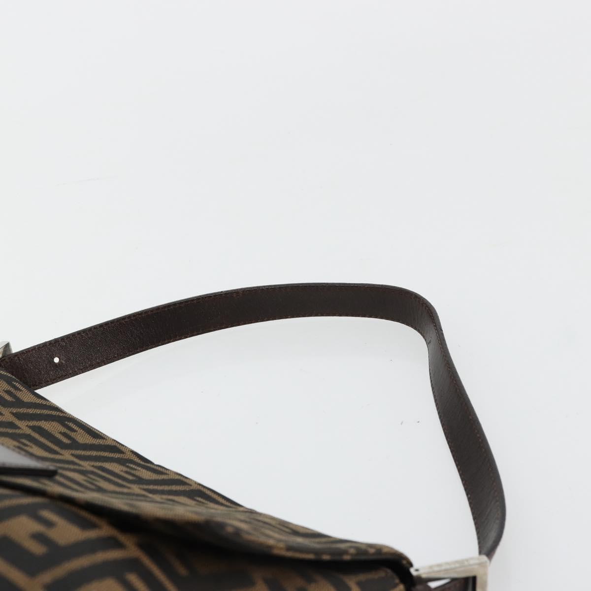 FENDI Zucca Canvas Mamma Baguette Shoulder Bag Black Brown Auth 179826SAV