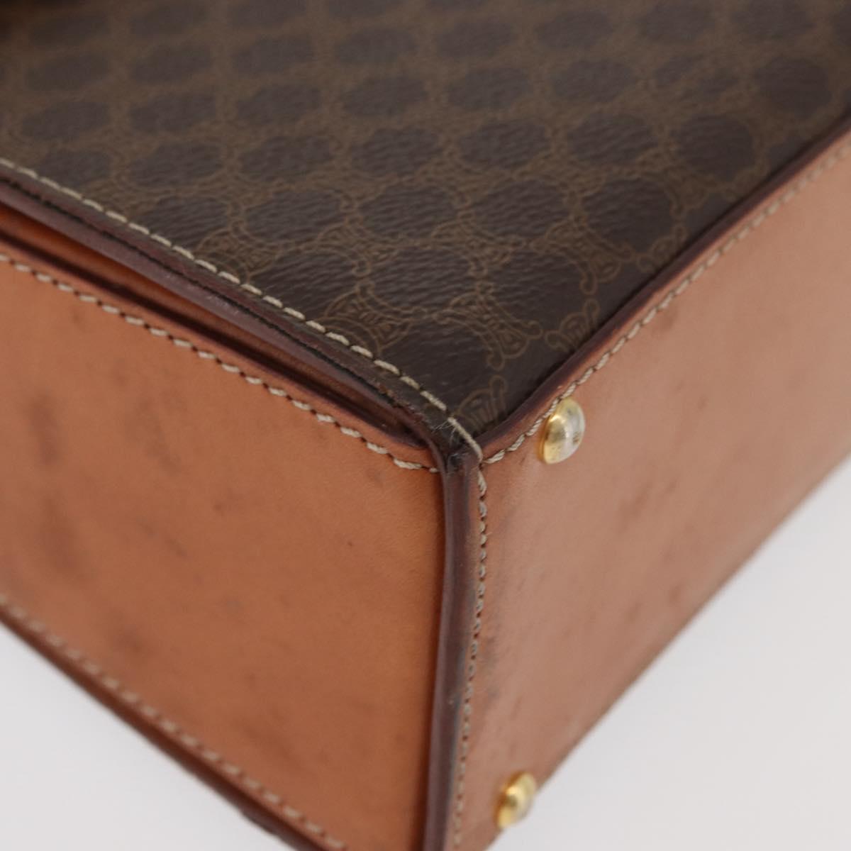 CELINE Macadam Canvas Hand Bag PVC Leather Brown Gold Auth 179840A