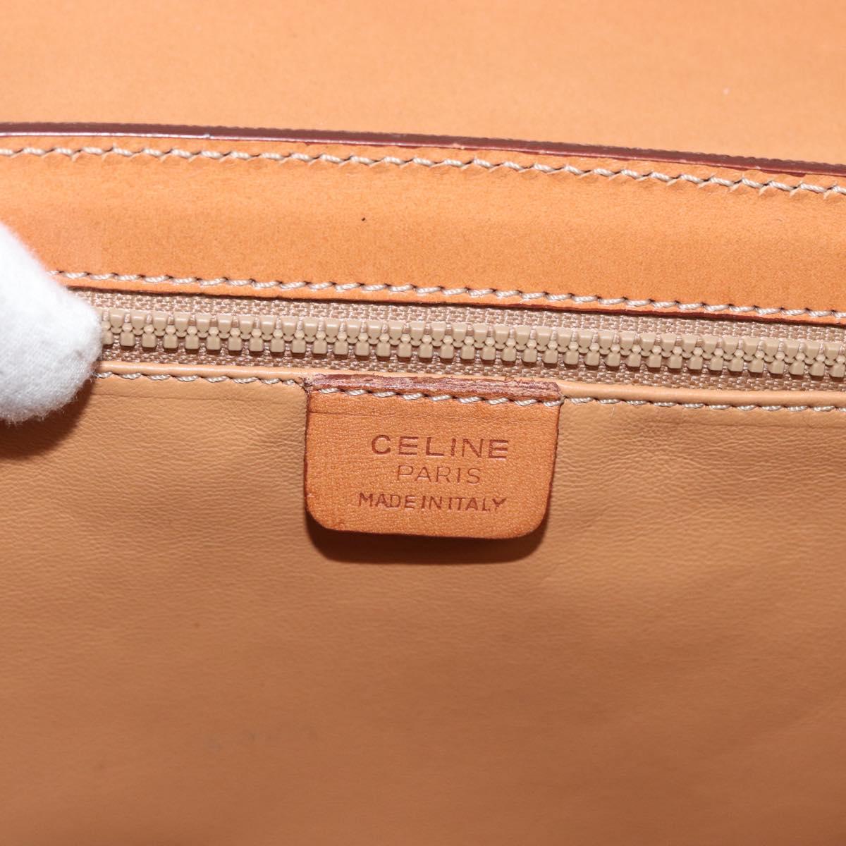 CELINE Macadam Canvas Hand Bag PVC Leather Brown Gold Auth 179840A