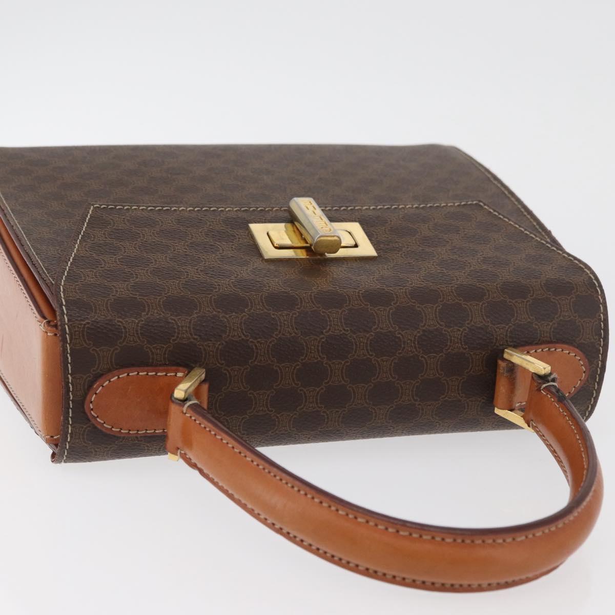 CELINE Macadam Canvas Hand Bag PVC Leather Brown Gold Auth 179840A