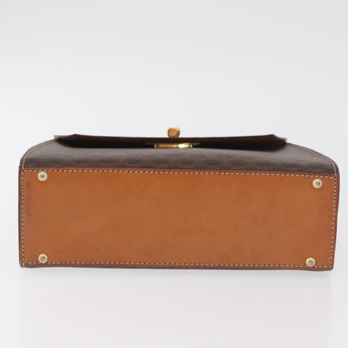 CELINE Macadam Canvas Hand Bag PVC Leather Brown Gold Auth 179840A