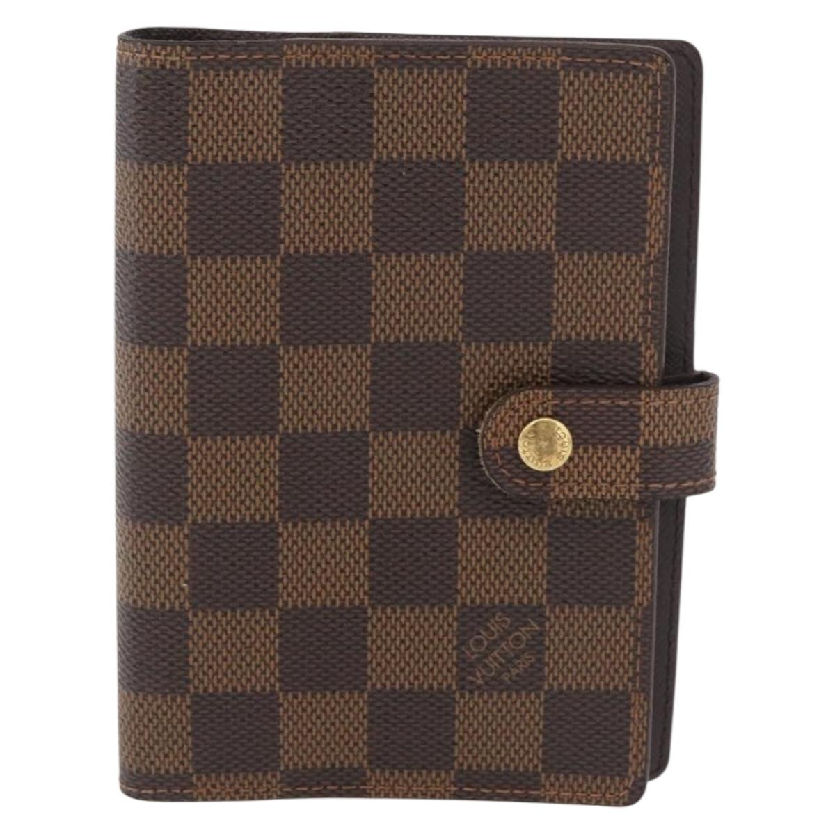 LOUIS VUITTON Damier Ebene Agenda PM Day Planner Cover R20700 LV Auth 179843