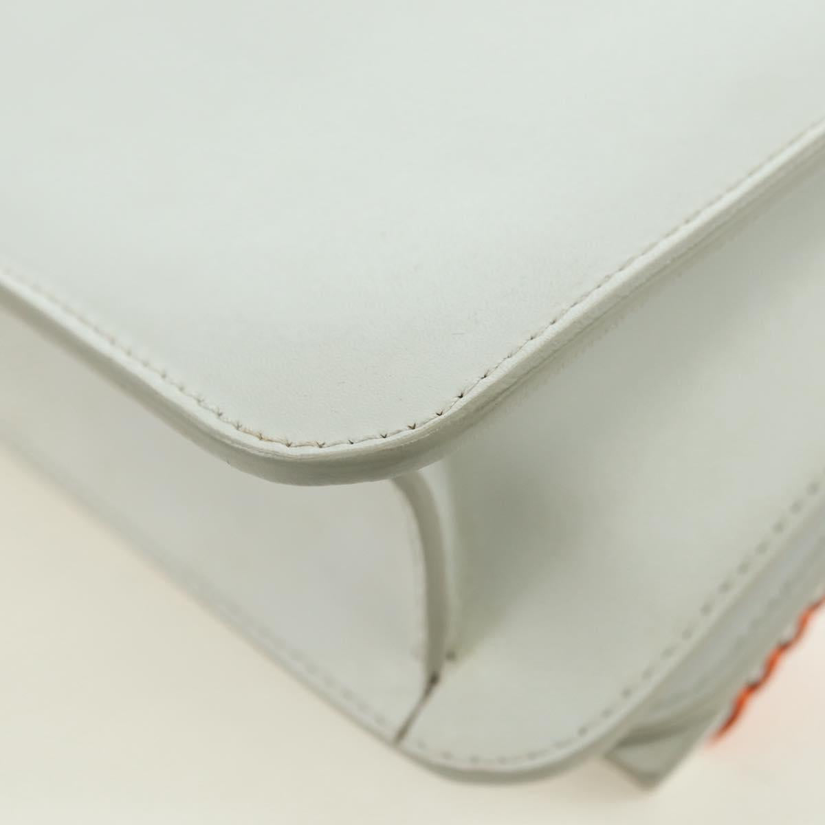 Salvatore Ferragamo Chain Vala Shoulder Bag Leather White Gold Auth 179845A