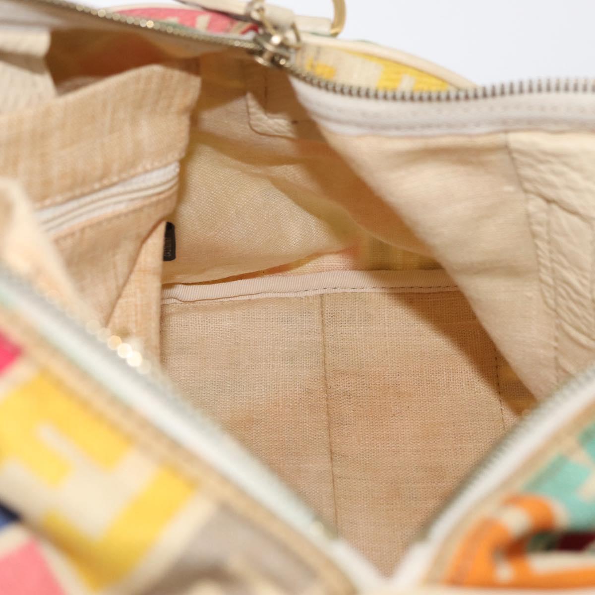 FENDI Zucca Canvas Celeria Boston Bag Multicolor Gold Auth 179846A