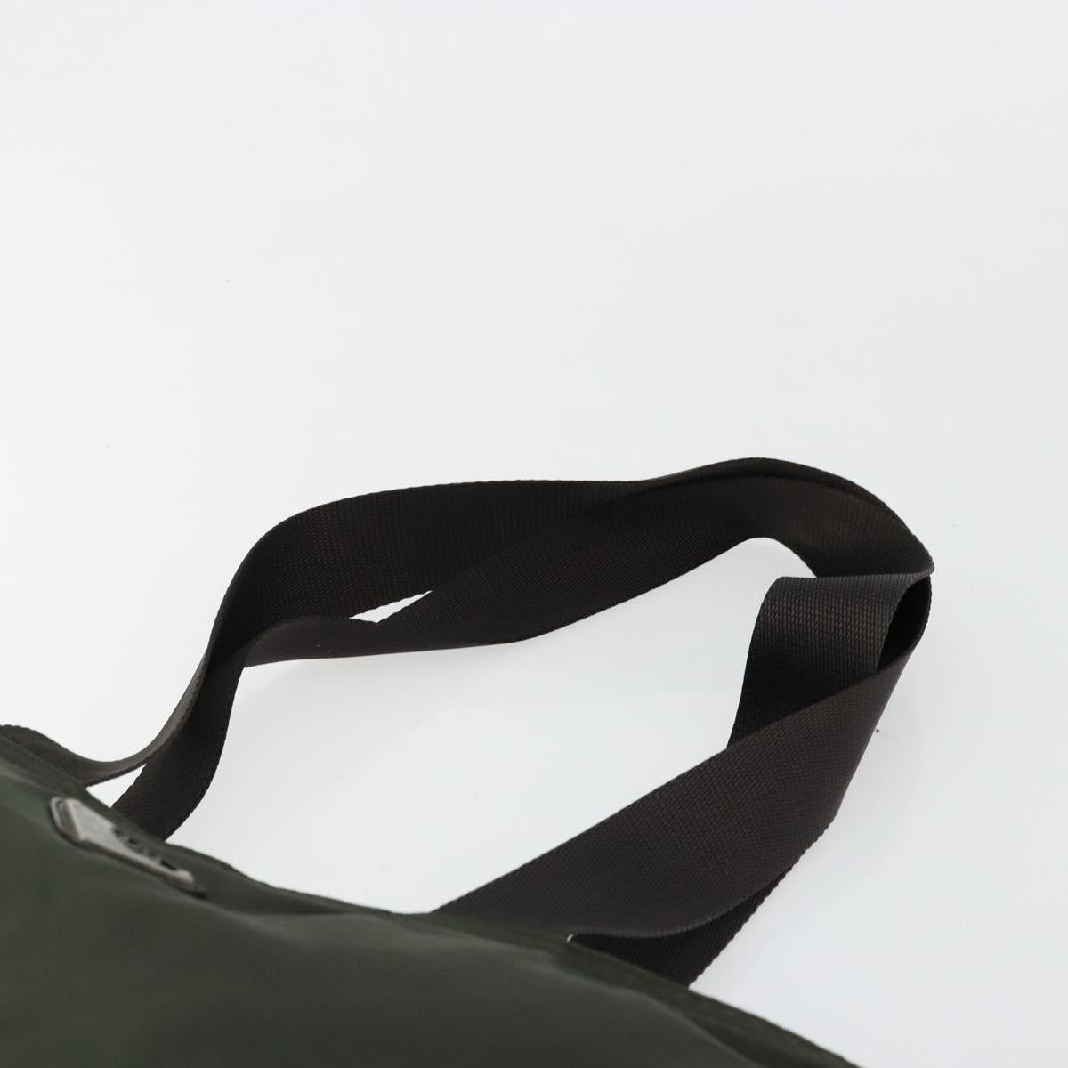 PRADA Tote Bag Nylon Khaki Silver Auth 179851