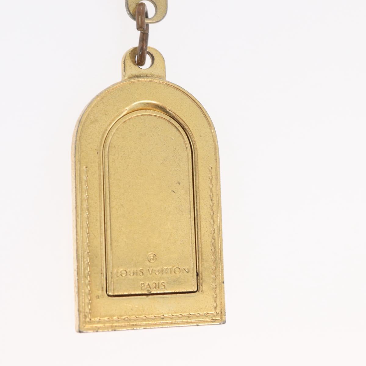 LOUIS VUITTON Porte Cles Address Key Ring metal Gold Tone LV Auth 179855