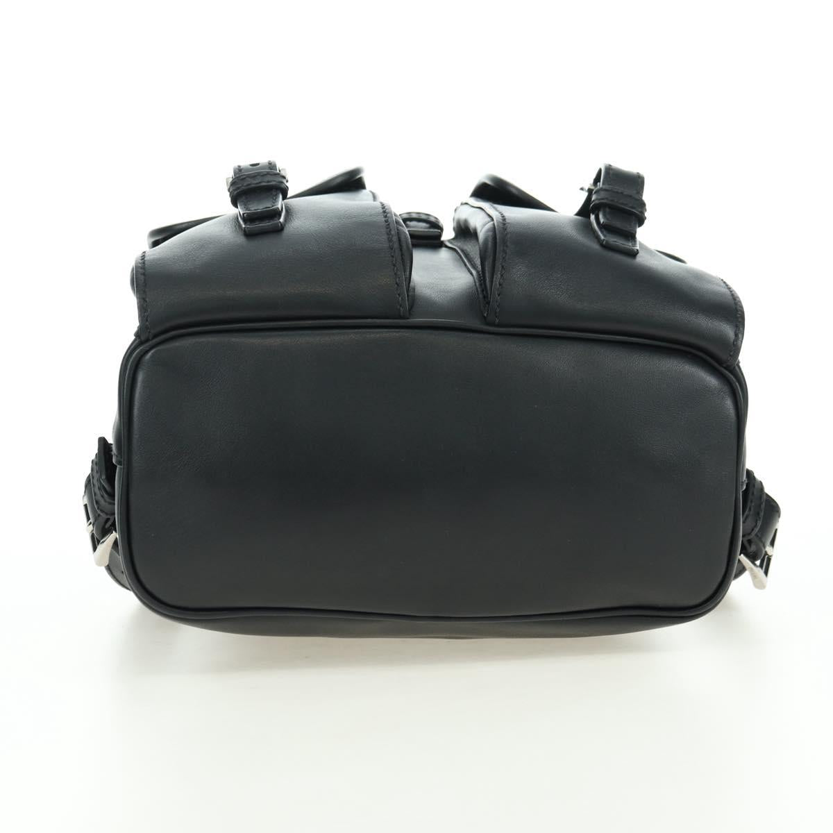PRADA Backpack Leather Black Silver Auth 179862SAM