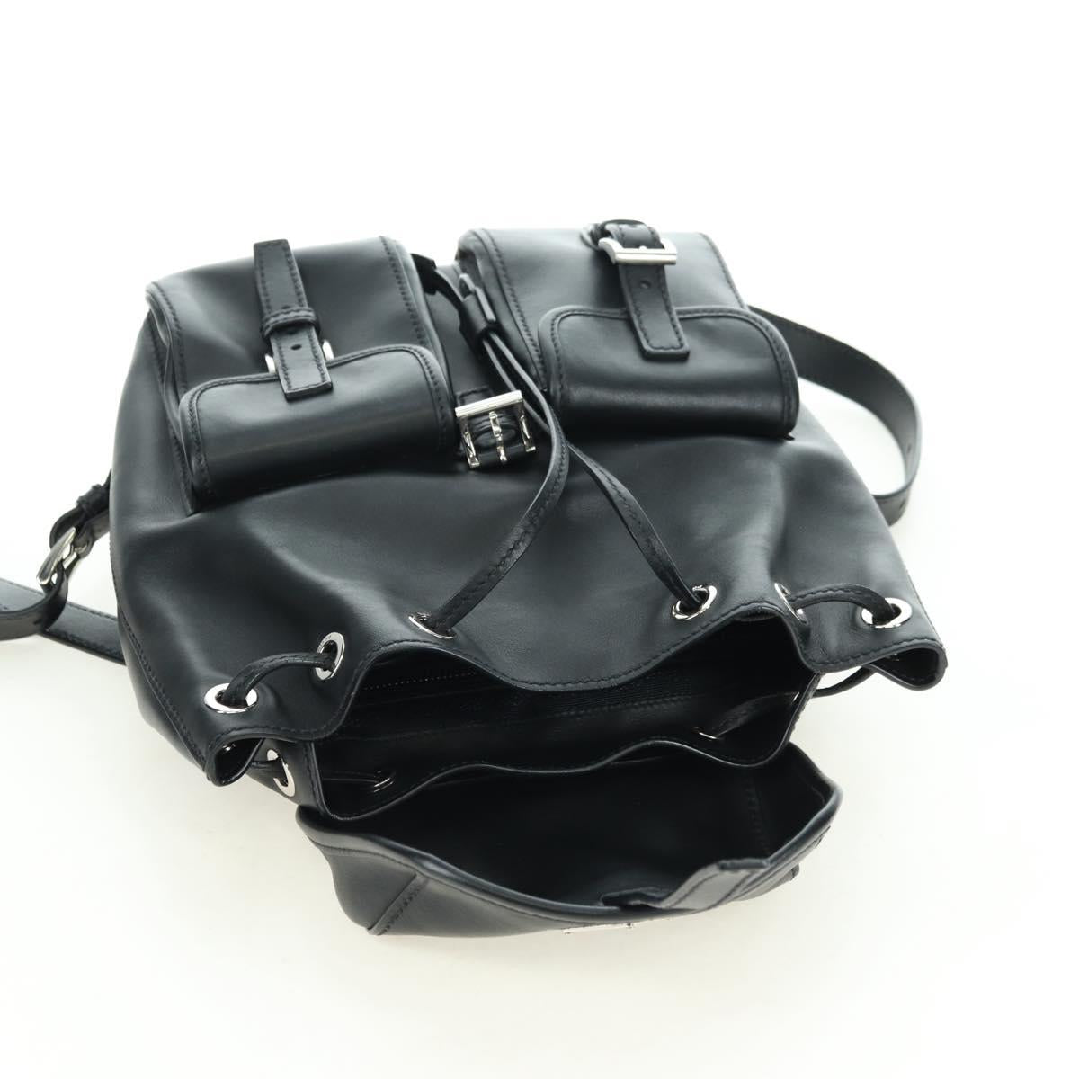 PRADA Backpack Leather Black Silver Auth 179862SAM