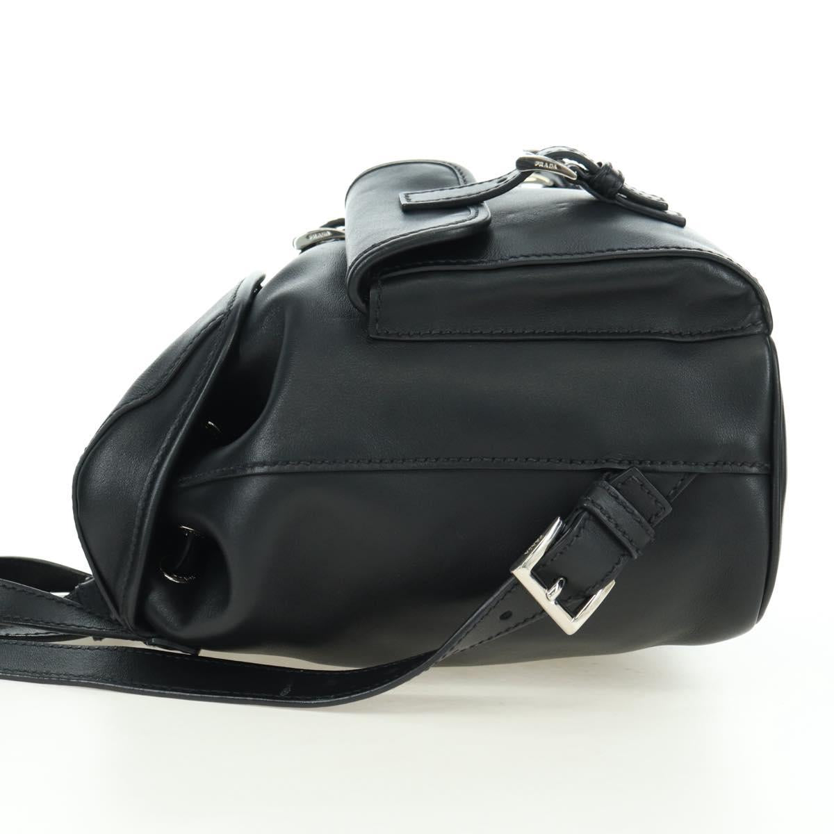 PRADA Backpack Leather Black Silver Auth 179862SAM