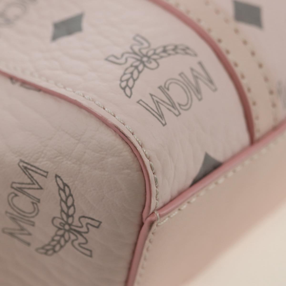 MCM Vicetos Logogram Sanrio Kitty Bag PVC Leather 2way Pink Gold Auth 179864SM