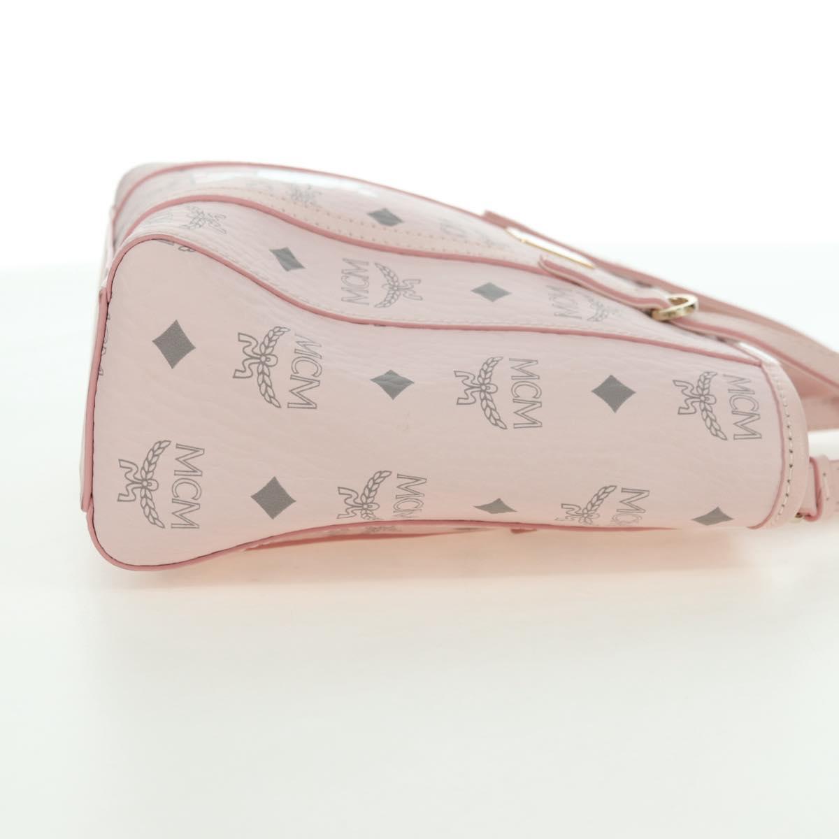 MCM Vicetos Logogram Sanrio Kitty Bag PVC Leather 2way Pink Gold Auth 179864SM