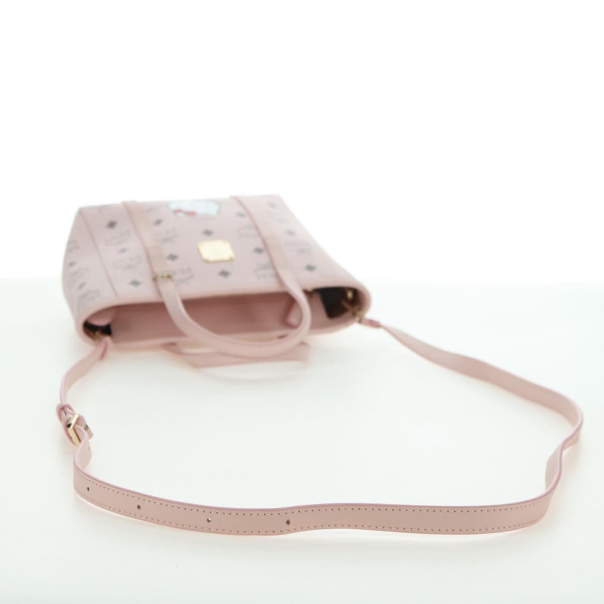 MCM Vicetos Logogram Sanrio Kitty Bag PVC Leather 2way Pink Gold Auth 179864SM