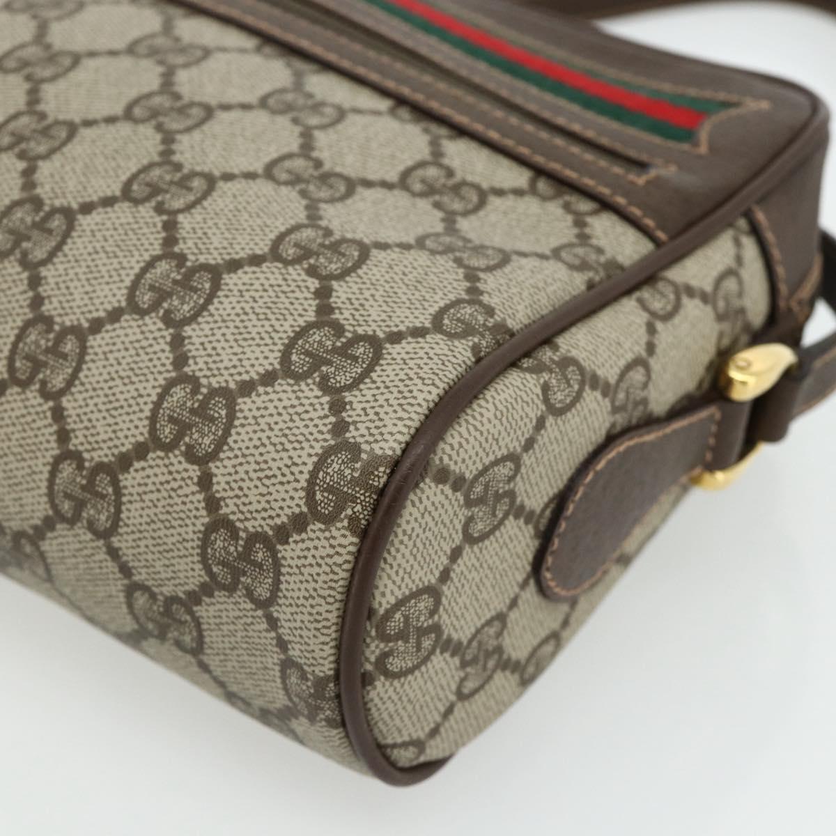 GUCCI GG Supreme Web Sherry Line Shoulder Bag PVC Beige Gold Auth 179865