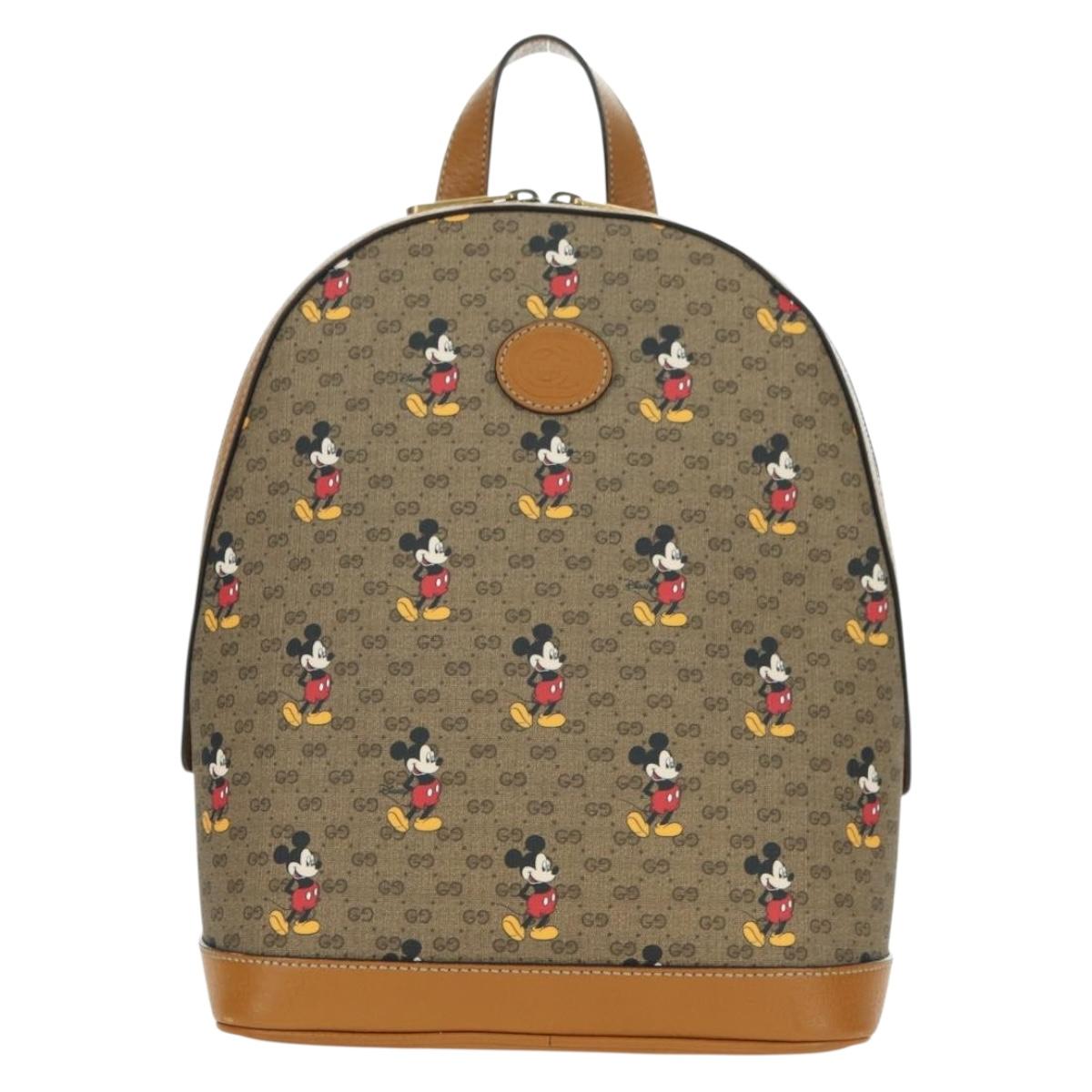 GUCCI Micro GG Supreme Disney Backpack PVC Beige Gold 552884 Auth 179866SAM