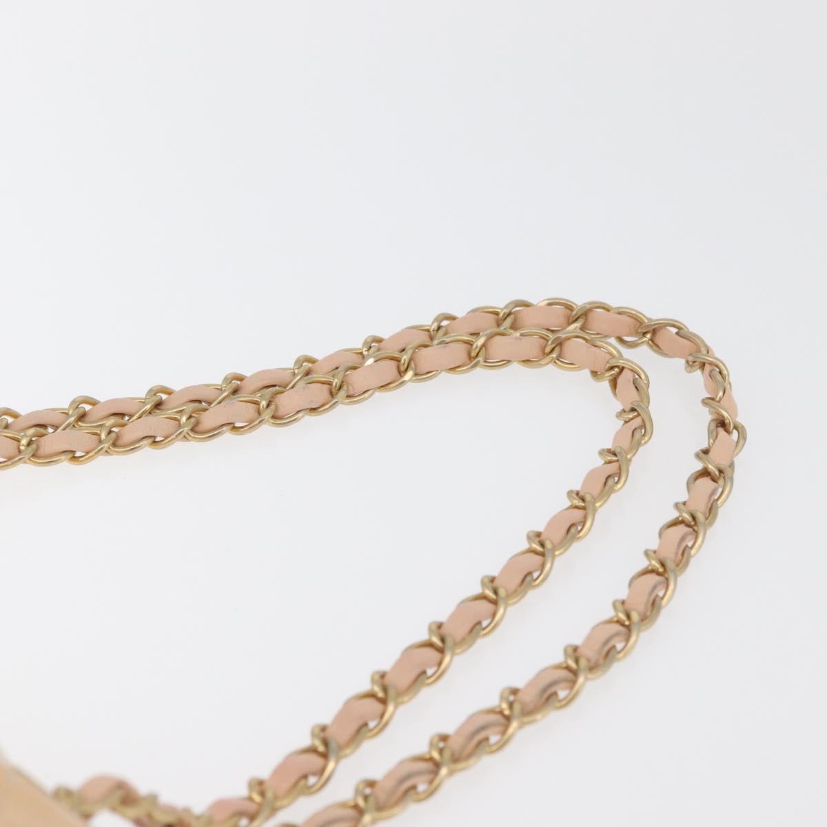 CHANEL Matelasse Chain Shoulder Bag Patent leather Beige Gold CC Auth 179868A