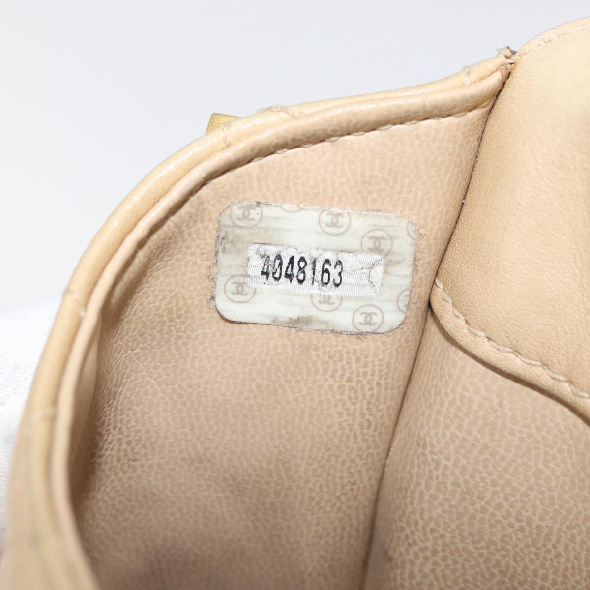 CHANEL Matelasse Chain Shoulder Bag Lamb Skin Beige Gold CC Auth 179876A