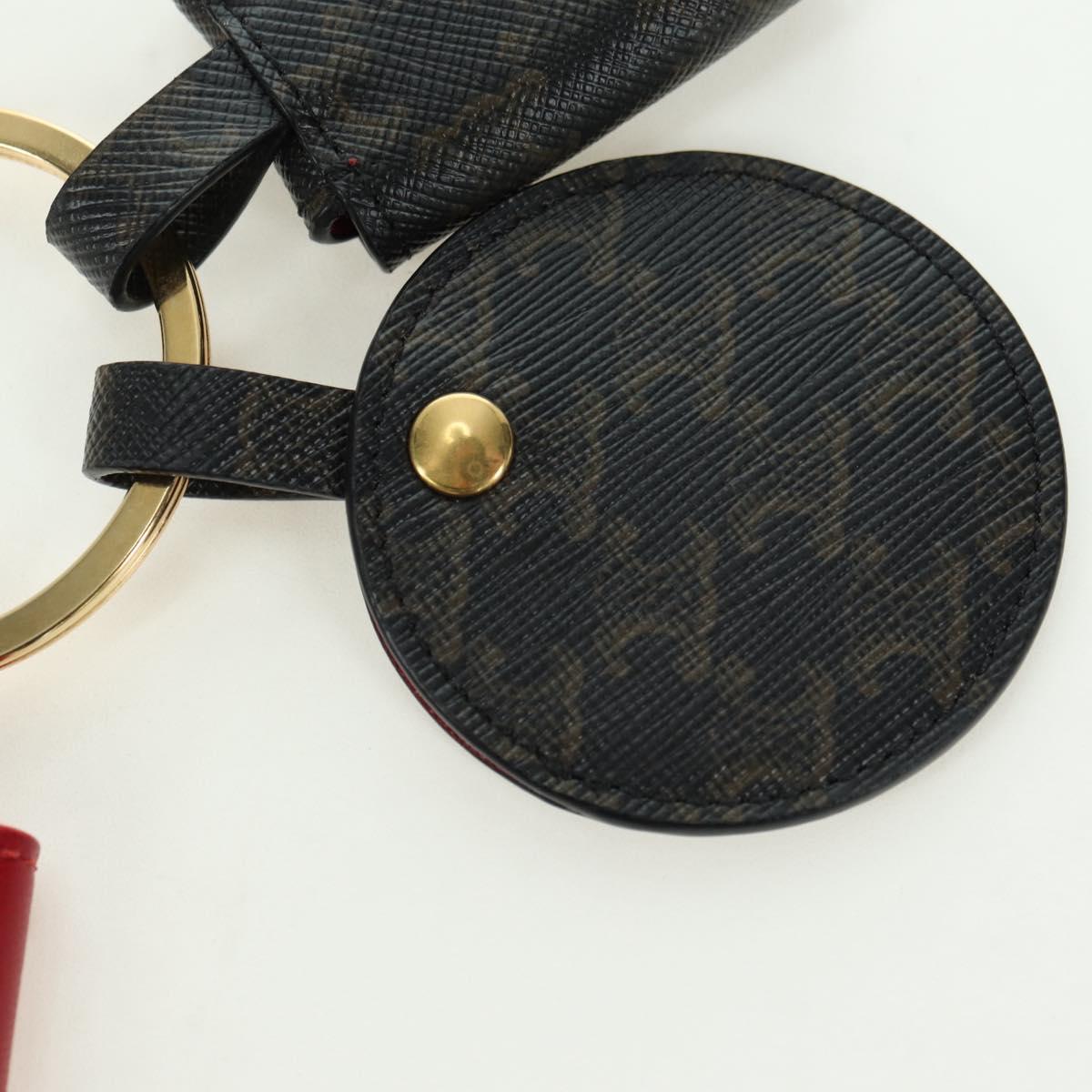 CELINE Macadam Canvas Triomphe Multi Key Ring Charm PVC Black Red Auth 179883M