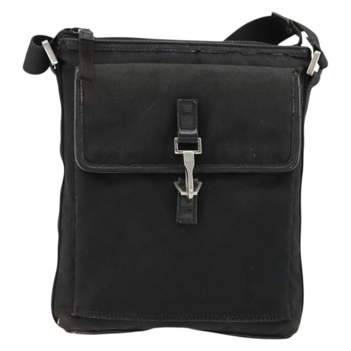 GUCCI Shoulder Bag Nylon Black Silver 92646 Auth 179896