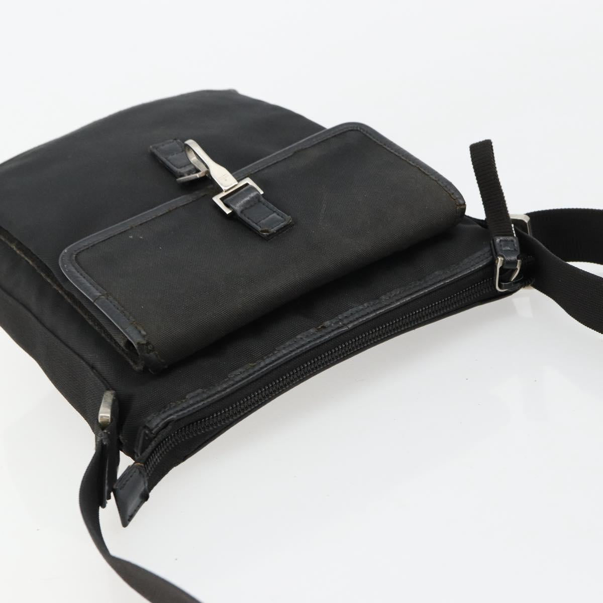 GUCCI Shoulder Bag Nylon Black Silver 92646 Auth 179896