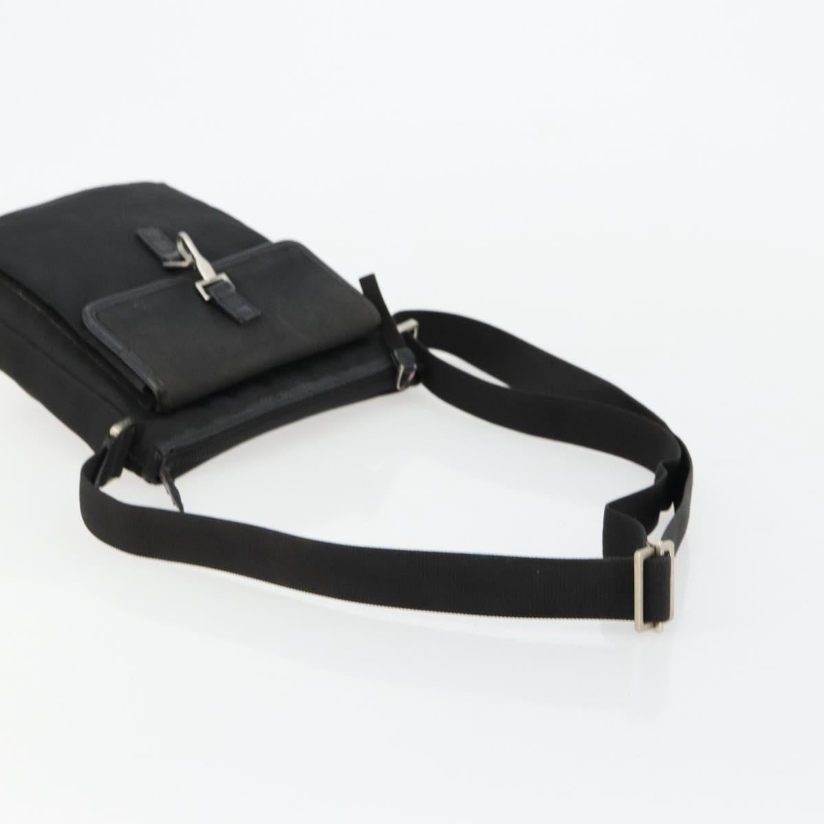 GUCCI Shoulder Bag Nylon Black Silver 92646 Auth 179896