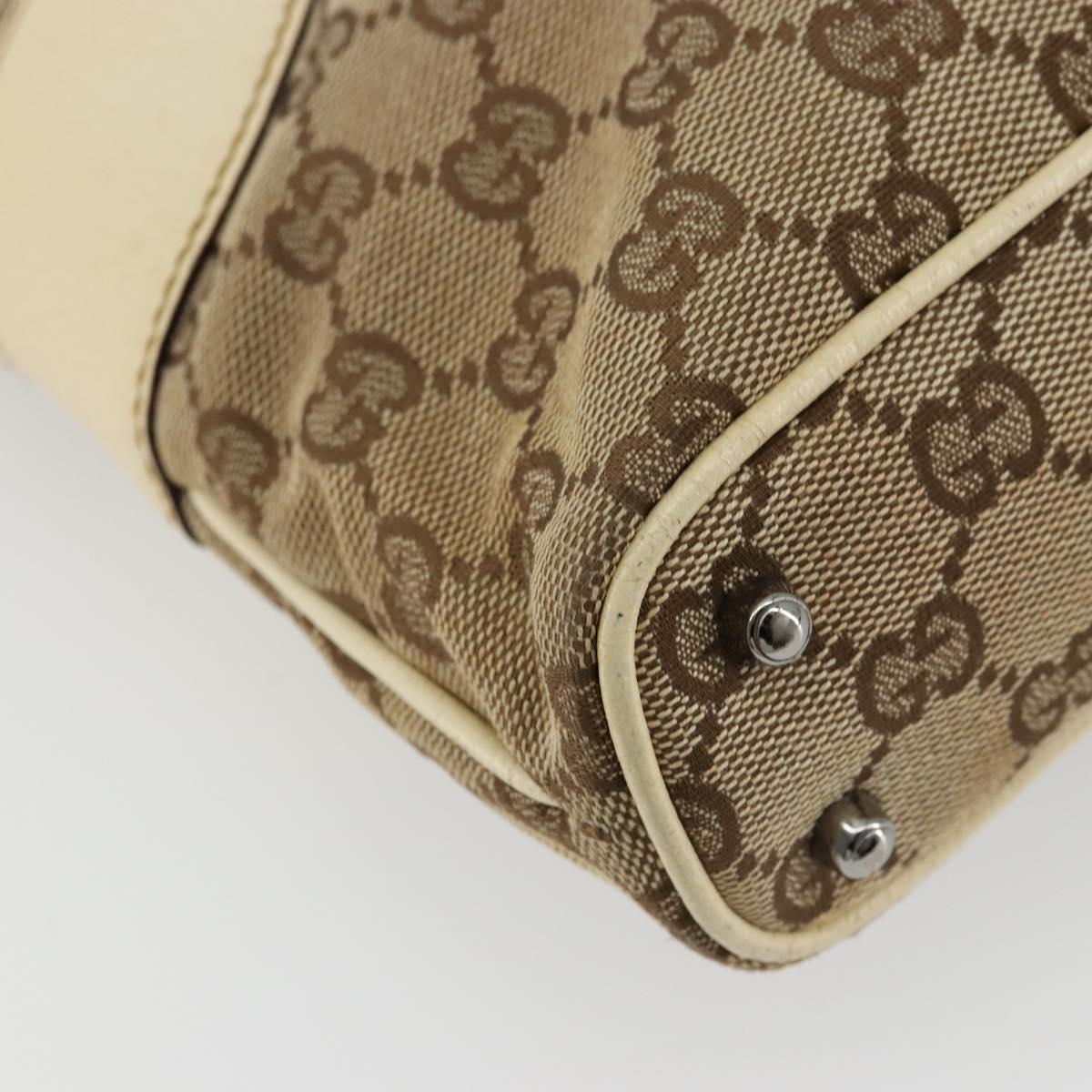 GUCCI GG Canvas Tote Bag Beige Silver 113015 Auth 179900