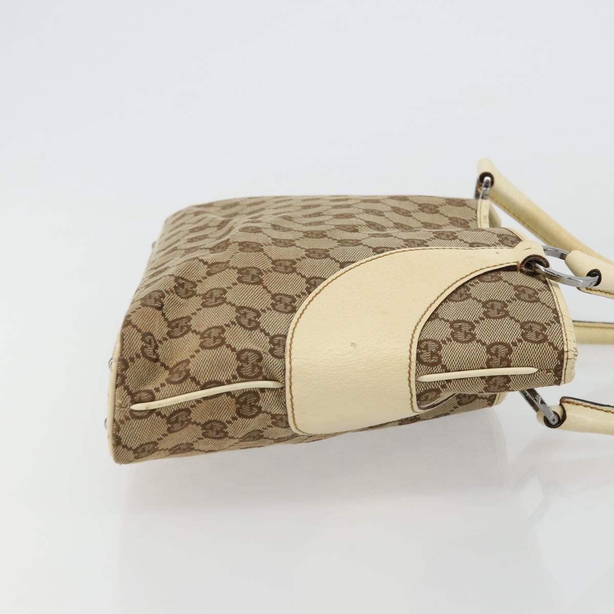 GUCCI GG Canvas Tote Bag Beige Silver 113015 Auth 179900